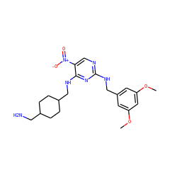 COc1cc(CNc2ncc([N+](=O)[O-])c(NCC3CCC(CN)CC3)n2)cc(OC)c1 ZINC000028898602