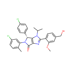 COc1cc(CO)ccc1-c1nc2c(n1C(C)C)[C@@H](c1ccc(Cl)cc1)N(c1cc(Cl)ccc1C)C2=O ZINC000169705399