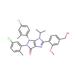 COc1cc(CO)ccc1-c1nc2c(n1C(C)C)[C@@H](c1ccc(Cl)cc1C)N(c1cc(Cl)ccc1C)C2=O ZINC000169705401
