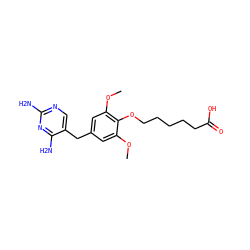 COc1cc(Cc2cnc(N)nc2N)cc(OC)c1OCCCCCC(=O)O ZINC000026831701