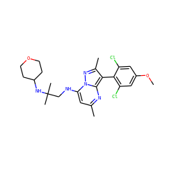 COc1cc(Cl)c(-c2c(C)nn3c(NCC(C)(C)NC4CCOCC4)cc(C)nc23)c(Cl)c1 ZINC000071332278