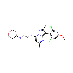 COc1cc(Cl)c(-c2c(C)nn3c(NCCNC4CCOCC4)cc(C)nc23)c(Cl)c1 ZINC000001907802
