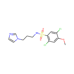 COc1cc(Cl)c(S(=O)(=O)NCCCn2ccnc2)cc1Cl ZINC000004937432