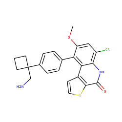 COc1cc(Cl)c2[nH]c(=O)c3sccc3c2c1-c1ccc(C2(CN)CCC2)cc1 ZINC000215587872