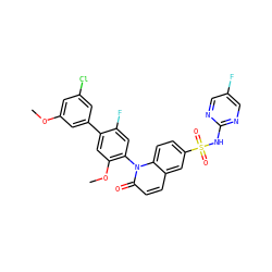 COc1cc(Cl)cc(-c2cc(OC)c(-n3c(=O)ccc4cc(S(=O)(=O)Nc5ncc(F)cn5)ccc43)cc2F)c1 ZINC001772570094