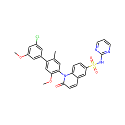 COc1cc(Cl)cc(-c2cc(OC)c(-n3c(=O)ccc4cc(S(=O)(=O)Nc5ncccn5)ccc43)cc2C)c1 ZINC001772580230