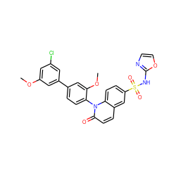 COc1cc(Cl)cc(-c2ccc(-n3c(=O)ccc4cc(S(=O)(=O)Nc5ncco5)ccc43)c(OC)c2)c1 ZINC001772618924