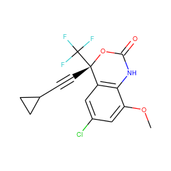 COc1cc(Cl)cc2c1NC(=O)O[C@@]2(C#CC1CC1)C(F)(F)F ZINC000006483716