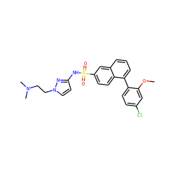 COc1cc(Cl)ccc1-c1cccc2cc(S(=O)(=O)Nc3ccn(CCN(C)C)n3)ccc12 ZINC000206131758