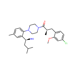 COc1cc(Cl)ccc1C[C@@H](C)C(=O)N1CCN(c2ccc(C)cc2[C@@H](N)CC(C)C)CC1 ZINC000036285876