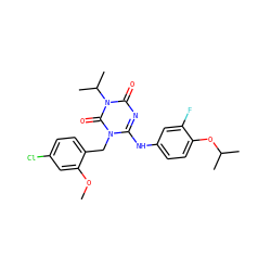 COc1cc(Cl)ccc1Cn1c(Nc2ccc(OC(C)C)c(F)c2)nc(=O)n(C(C)C)c1=O ZINC000200523110
