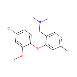 COc1cc(Cl)ccc1Oc1cc(C)ncc1CN(C)C ZINC000029046473