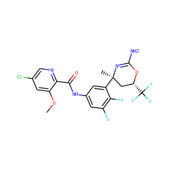 COc1cc(Cl)cnc1C(=O)Nc1cc(F)c(F)c([C@]2(C)C[C@@H](C(F)(F)F)OC(N)=N2)c1 ZINC000223541189
