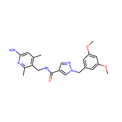 COc1cc(Cn2cc(C(=O)NCc3c(C)cc(N)nc3C)cn2)cc(OC)c1 ZINC000114078181