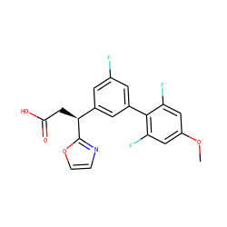 COc1cc(F)c(-c2cc(F)cc([C@H](CC(=O)O)c3ncco3)c2)c(F)c1 ZINC001772612467
