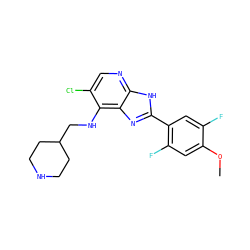 COc1cc(F)c(-c2nc3c(NCC4CCNCC4)c(Cl)cnc3[nH]2)cc1F ZINC000653786556