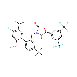COc1cc(F)c(C(C)C)cc1-c1ccc(C(C)(C)C)cc1CN1C(=O)O[C@H](c2cc(C(F)(F)F)cc(C(F)(F)F)c2)[C@@H]1C ZINC000073220052