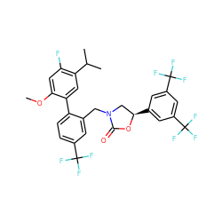 COc1cc(F)c(C(C)C)cc1-c1ccc(C(F)(F)F)cc1CN1C[C@@H](c2cc(C(F)(F)F)cc(C(F)(F)F)c2)OC1=O ZINC000072109910