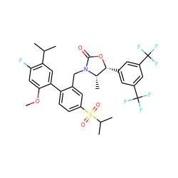 COc1cc(F)c(C(C)C)cc1-c1ccc(S(=O)(=O)C(C)C)cc1CN1C(=O)O[C@H](c2cc(C(F)(F)F)cc(C(F)(F)F)c2)[C@@H]1C ZINC000082165044