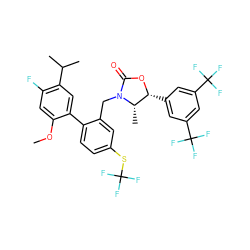 COc1cc(F)c(C(C)C)cc1-c1ccc(SC(F)(F)F)cc1CN1C(=O)O[C@H](c2cc(C(F)(F)F)cc(C(F)(F)F)c2)[C@@H]1C ZINC000082164634