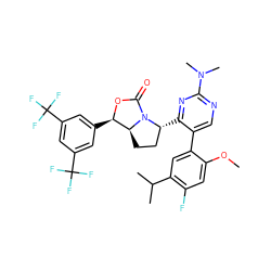 COc1cc(F)c(C(C)C)cc1-c1cnc(N(C)C)nc1[C@@H]1CC[C@H]2[C@@H](c3cc(C(F)(F)F)cc(C(F)(F)F)c3)OC(=O)N12 ZINC000169709067