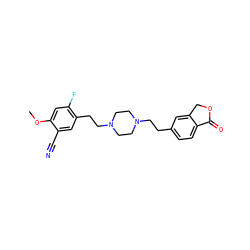 COc1cc(F)c(CCN2CCN(CCc3ccc4c(c3)COC4=O)CC2)cc1C#N ZINC000148324896