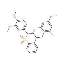 COc1cc(F)c(CN2C(=O)N(c3ccc(OC)c(OC)n3)S(=O)(=O)c3ccccc32)c(F)c1 ZINC000149017862