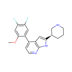 COc1cc(F)c(F)cc1-c1ccnc2[nH]c([C@@H]3CCCNC3)cc12 ZINC000226060199