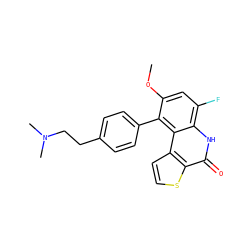 COc1cc(F)c2[nH]c(=O)c3sccc3c2c1-c1ccc(CCN(C)C)cc1 ZINC000165037129