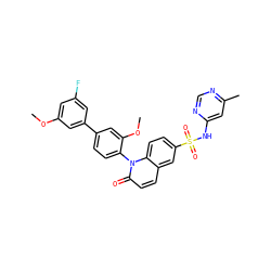 COc1cc(F)cc(-c2ccc(-n3c(=O)ccc4cc(S(=O)(=O)Nc5cc(C)ncn5)ccc43)c(OC)c2)c1 ZINC001772618223