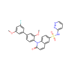 COc1cc(F)cc(-c2ccc(-n3c(=O)ccc4cc(S(=O)(=O)Nc5cccnn5)ccc43)c(OC)c2)c1 ZINC001772593139