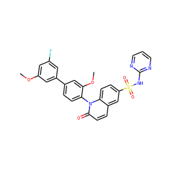 COc1cc(F)cc(-c2ccc(-n3c(=O)ccc4cc(S(=O)(=O)Nc5ncccn5)ccc43)c(OC)c2)c1 ZINC001772619161