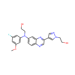 COc1cc(F)cc(N(CCO)c2ccc3ncc(-c4cnn(CCO)c4)nc3c2)c1 ZINC000219356955