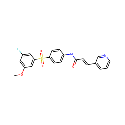 COc1cc(F)cc(S(=O)(=O)c2ccc(NC(=O)/C=C/c3cccnc3)cc2)c1 ZINC000142334899