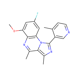 COc1cc(F)cc2c1nc(C)c1c(C)nc(-c3cnccc3C)n12 ZINC000073156540