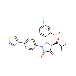 COc1cc(F)ccc1[C@@H]1[C@@H](C(=O)C(C)C)C(=O)C(=O)N1c1ccc(-c2ccsc2)cc1 ZINC000169695805