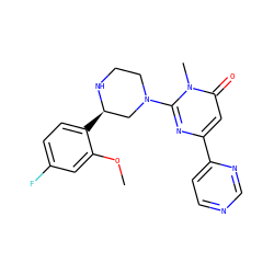 COc1cc(F)ccc1[C@@H]1CN(c2nc(-c3ccncn3)cc(=O)n2C)CCN1 ZINC000116770804