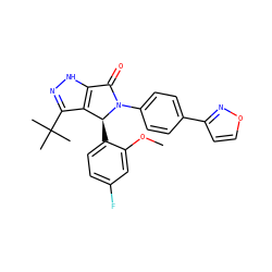 COc1cc(F)ccc1[C@H]1c2c(C(C)(C)C)n[nH]c2C(=O)N1c1ccc(-c2ccon2)cc1 ZINC000096177067