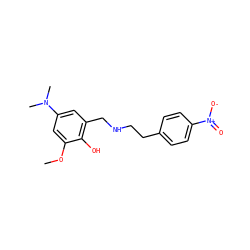 COc1cc(N(C)C)cc(CNCCc2ccc([N+](=O)[O-])cc2)c1O ZINC000028394725