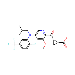 COc1cc(N(CC(C)C)c2cc(C(F)(F)F)ccc2F)cnc1C(=O)[C@H]1C[C@@H]1C(=O)O ZINC001772608188