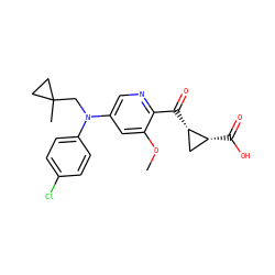 COc1cc(N(CC2(C)CC2)c2ccc(Cl)cc2)cnc1C(=O)[C@H]1C[C@H]1C(=O)O ZINC001772597038