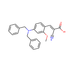 COc1cc(N(Cc2ccccc2)Cc2ccccc2)ccc1/C=C(\C#N)C(=O)O ZINC000205339253