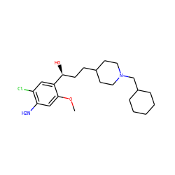 COc1cc(N)c(Cl)cc1[C@@H](O)CCC1CCN(CC2CCCCC2)CC1 ZINC000299856547