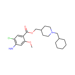 COc1cc(N)c(Cl)cc1C(=O)OCC1CCN(CC2CCCCC2)CC1 ZINC000299857615