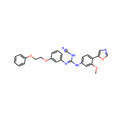 COc1cc(N/C(=N/c2cccc(OCCOc3ccccc3)c2)NC#N)ccc1-c1cnco1 ZINC000013818905