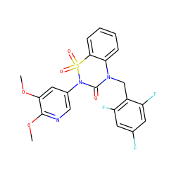COc1cc(N2C(=O)N(Cc3c(F)cc(F)cc3F)c3ccccc3S2(=O)=O)cnc1OC ZINC000141870507