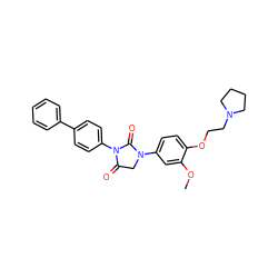 COc1cc(N2CC(=O)N(c3ccc(-c4ccccc4)cc3)C2=O)ccc1OCCN1CCCC1 ZINC000028899173
