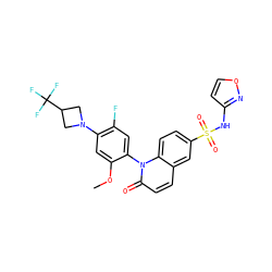COc1cc(N2CC(C(F)(F)F)C2)c(F)cc1-n1c(=O)ccc2cc(S(=O)(=O)Nc3ccon3)ccc21 ZINC001772648399