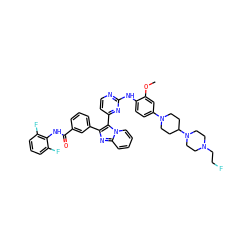 COc1cc(N2CCC(N3CCN(CCF)CC3)CC2)ccc1Nc1nccc(-c2c(-c3cccc(C(=O)Nc4c(F)cccc4F)c3)nc3ccccn23)n1 ZINC000165092368