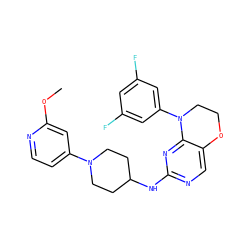 COc1cc(N2CCC(Nc3ncc4c(n3)N(c3cc(F)cc(F)c3)CCO4)CC2)ccn1 ZINC000473136017